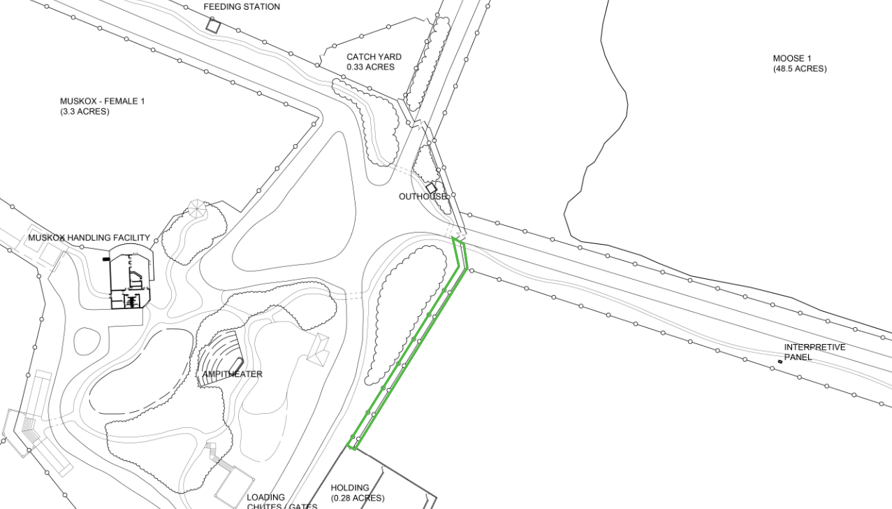 Map showing construction of new alleyway for animal handling.