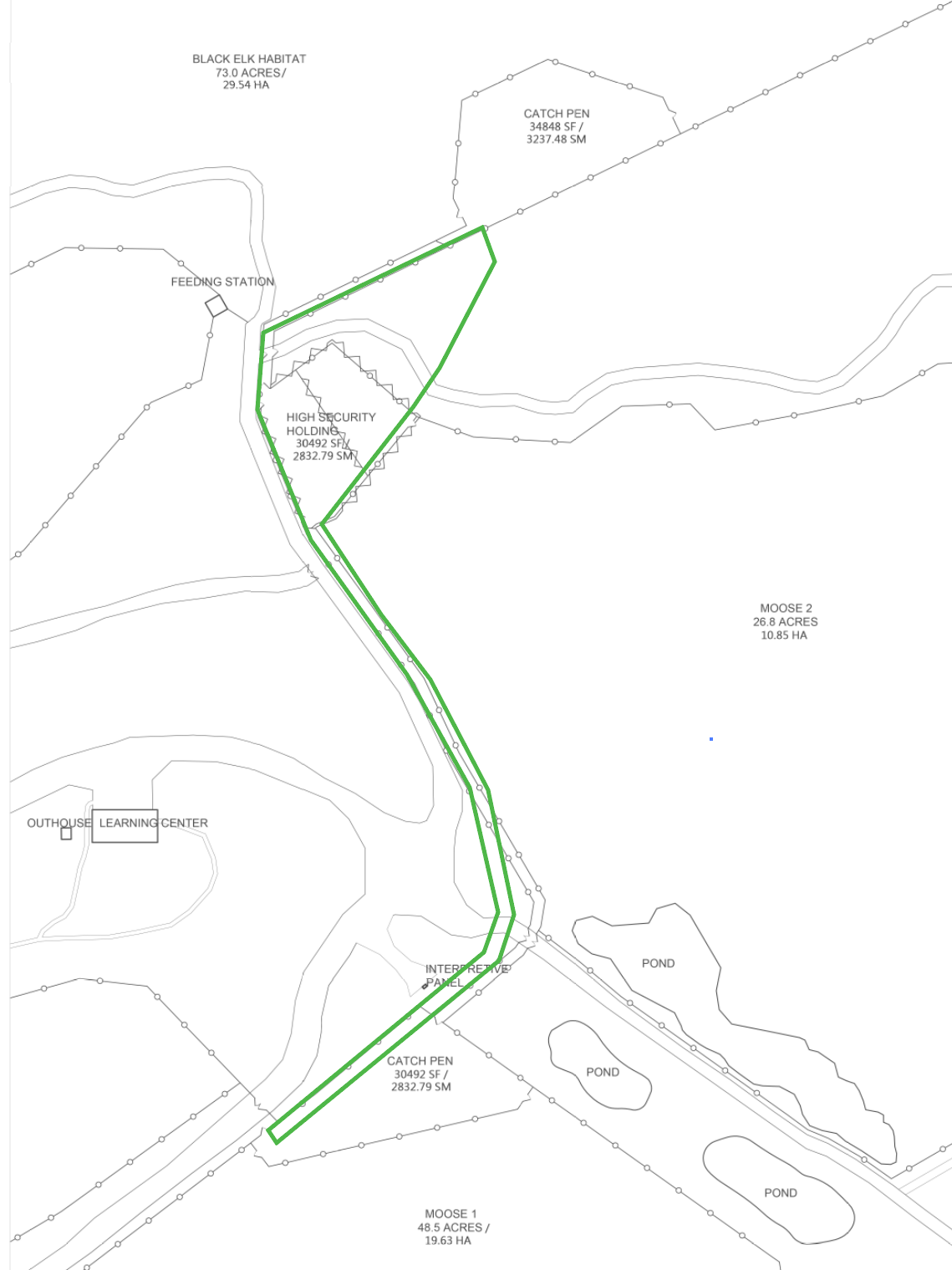 Map showing location of newly constructed moose elk handling chute.