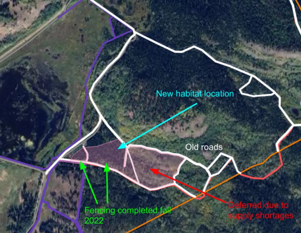 Map showing location of newly constructed moose elk handling chute.