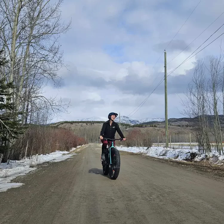 Bat bike riding at the Yukon Wildlife Preserve in spring