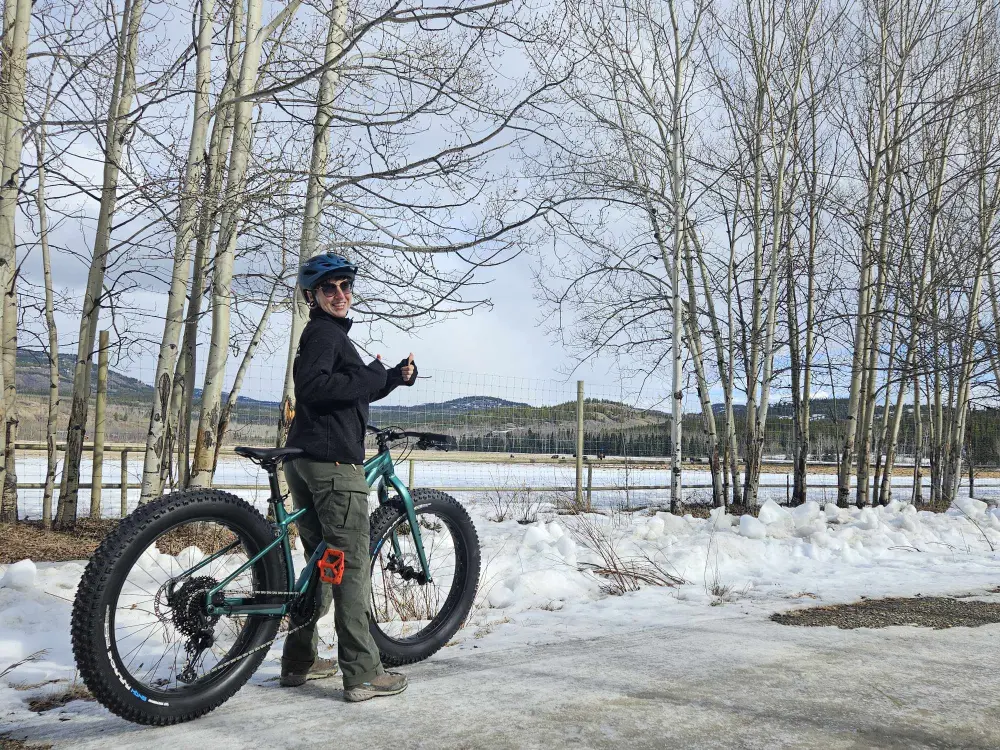 Bat bike riding at the Yukon Wildlife Preserve in spring 